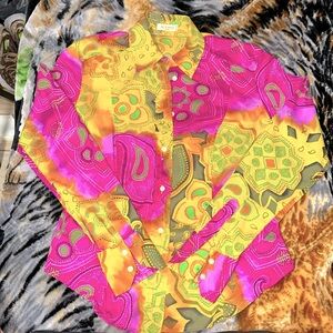 ETRO MILANO PINK AND YELLOW PAISLEY BUTTON DOWN
